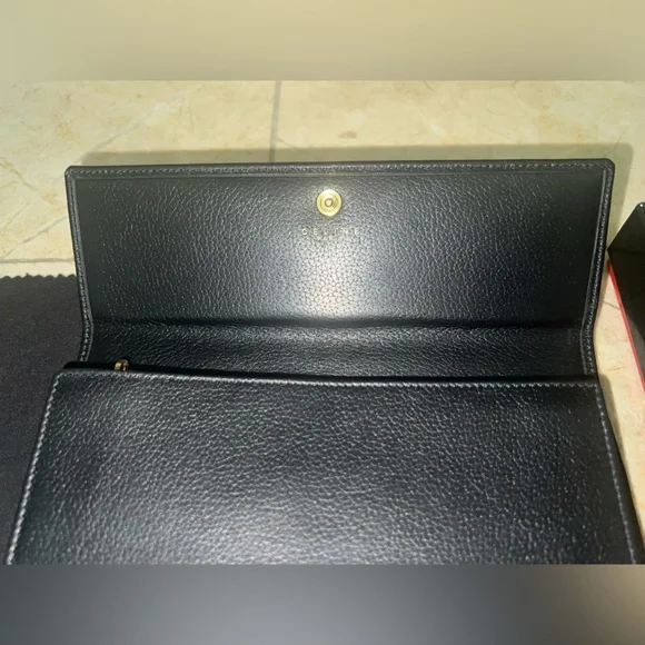 Vintage Céline Long Continental Wallet Black Calfskin Gold Snap + Full Set - Picture 12 of 12